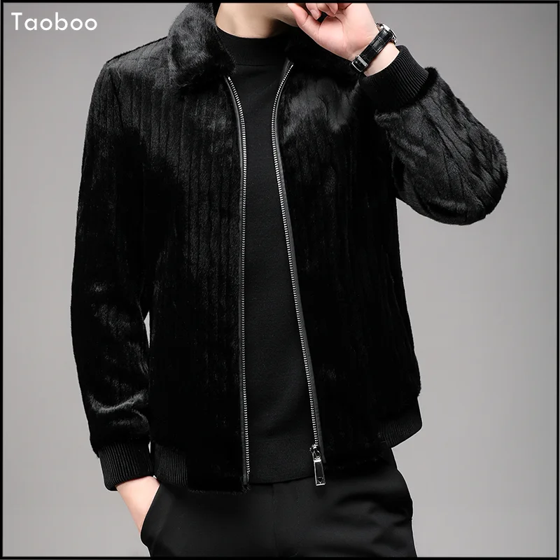 Taoboo 2024 High Quality Winter New Faux Mink Fur jackets for men Luxary Lapel Thick Warm Jackets Fashion Casual Men\'s clothing