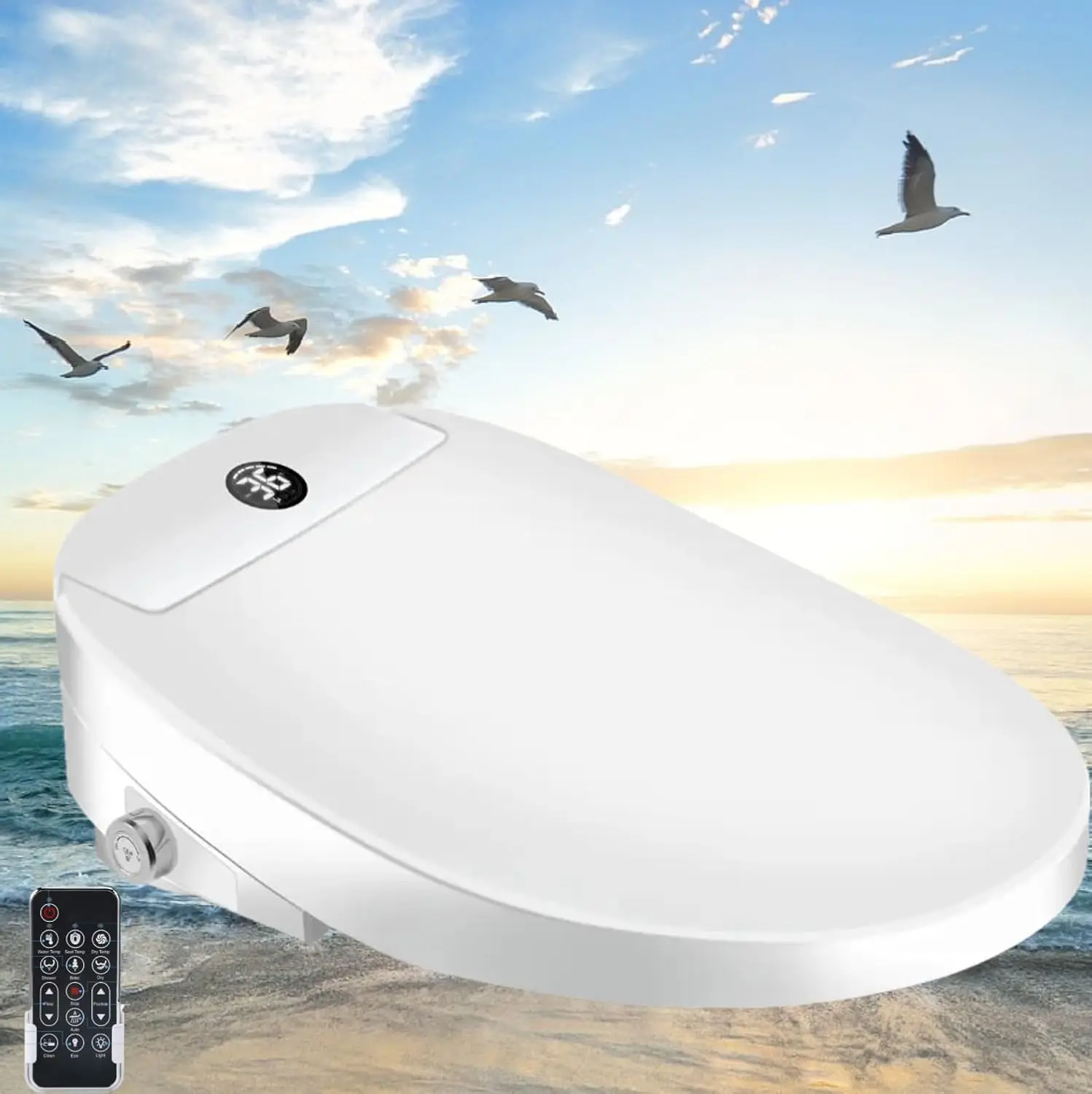 Electric Bidet Toilet Seat, Auto Open/Close Lid & Seat with Radar Sensor, Unlimited & Filtered Warm Water, 8 Modes Spa Wash, War