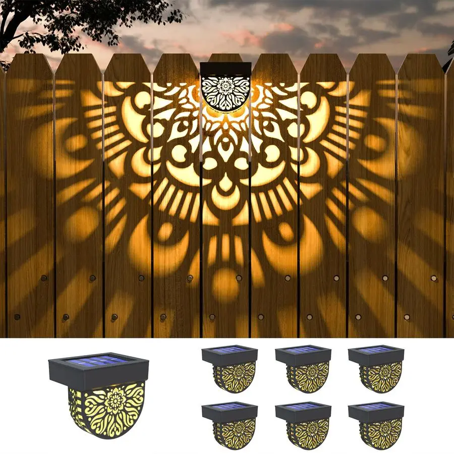 

Pack Solar Fence Lights Outdoor Wall Lights Plastic Solar Powered Deck Step Stair Lights Moon Theme Waterproof Fence Solar Light