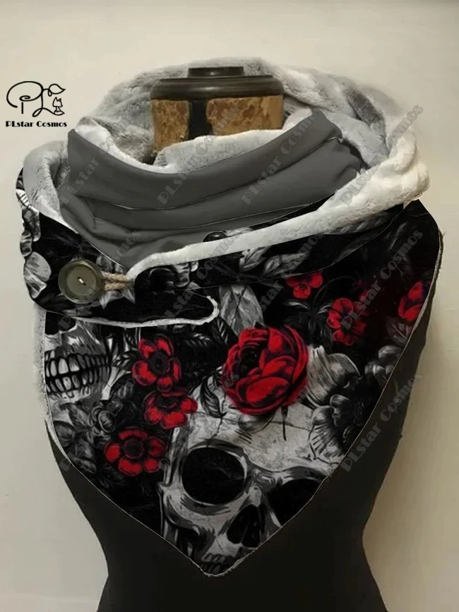 3D printed Halloween ghost skull crow pumpkin owl cat print warm shawl scarf spring and winter small triangle scarf w-3