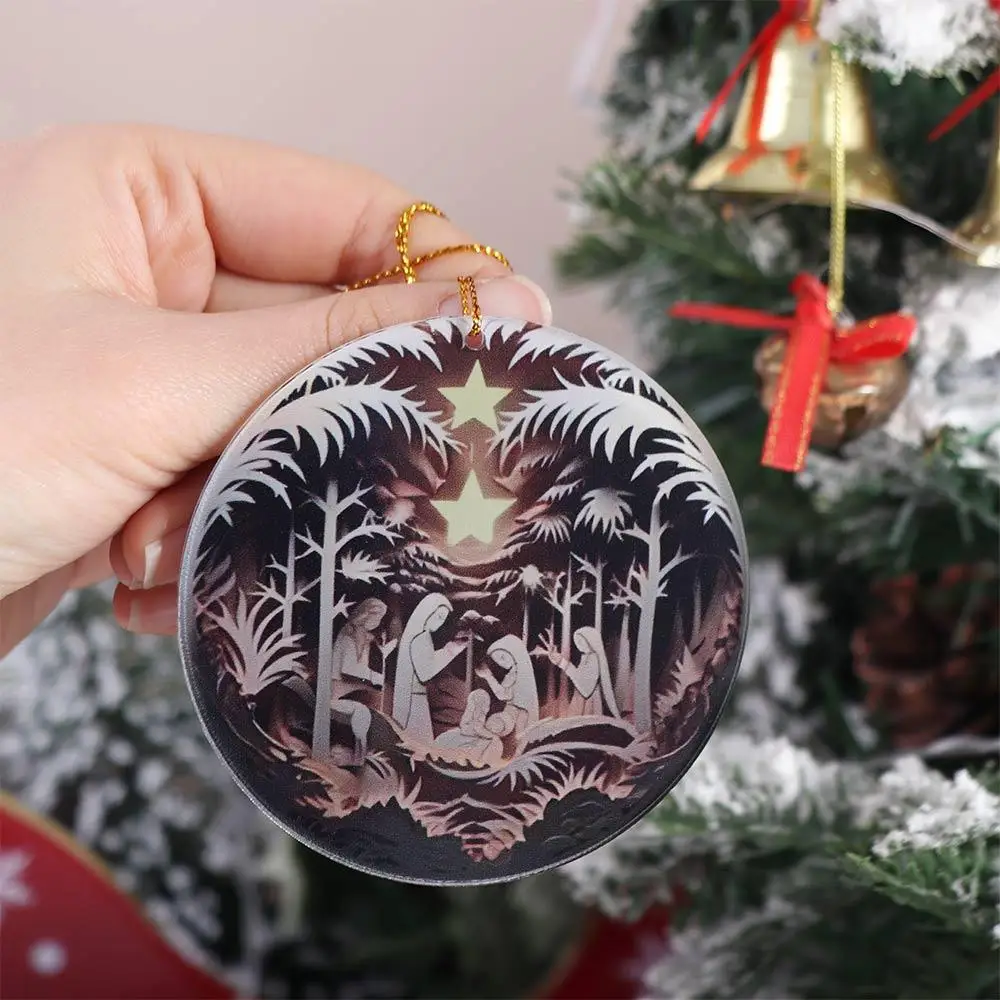 3d Effect Jesus Hanging Ornament Acrylic Christmas Nativity Acrylic Flat Ornaments Simple Reusable Xmas Tree Pendants