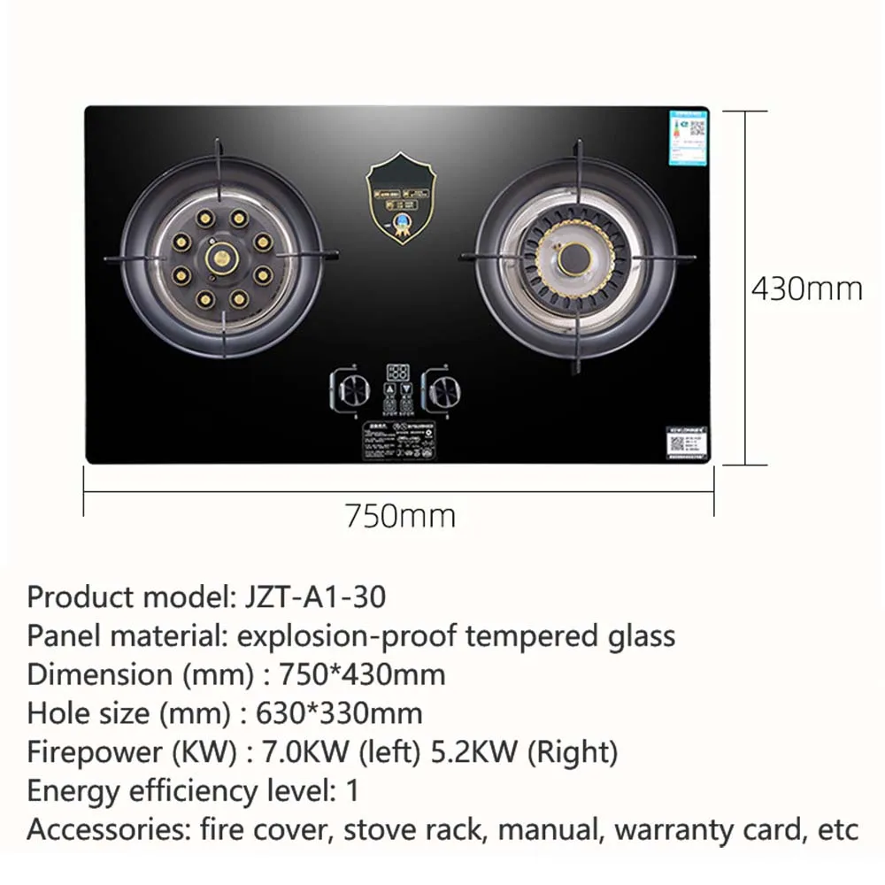 High Fire Stove Desktop Dual Stove Large Firepower Left And Right Independent Timing Embedded Gas Stove