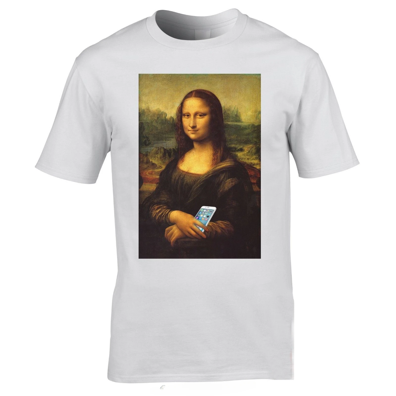 harajuku fashion  Mona Lisa Iphone Camiseta Aesthetic Vaporwave Clasico Arte Camiseta Fashion Cotton Men Tshirt Tees Streetwear