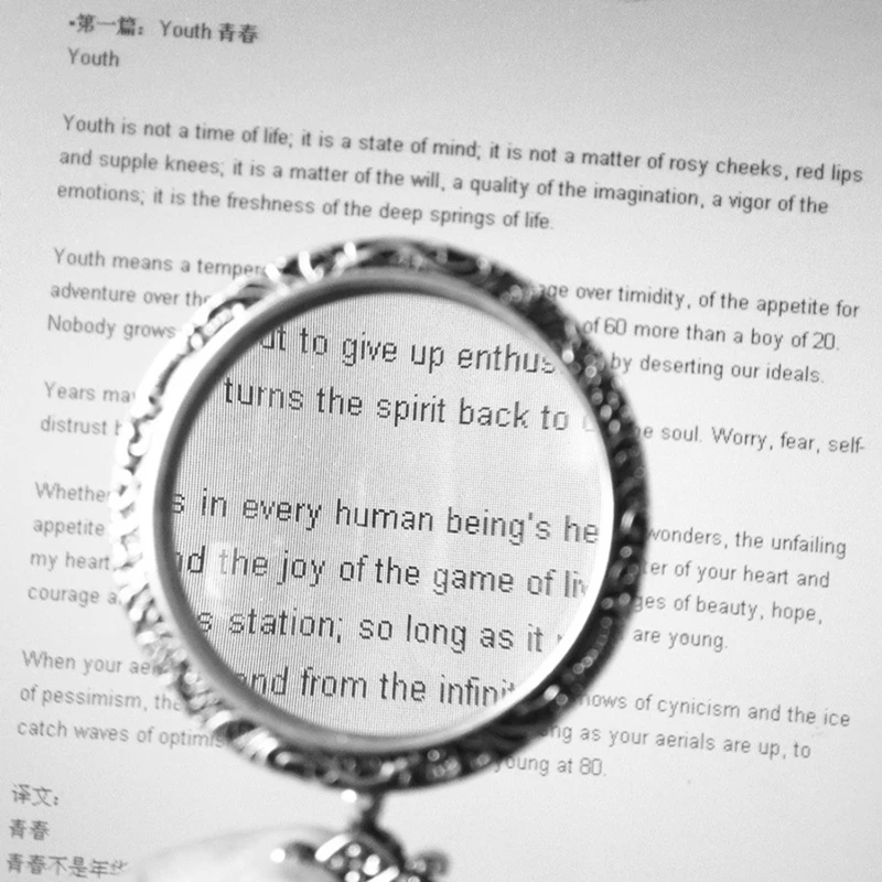 652F 3X Magnifier Necklace Vintage Magnifying Glass Sweater Chain for Newspapers Maps Reading Birthday Gift for Parents