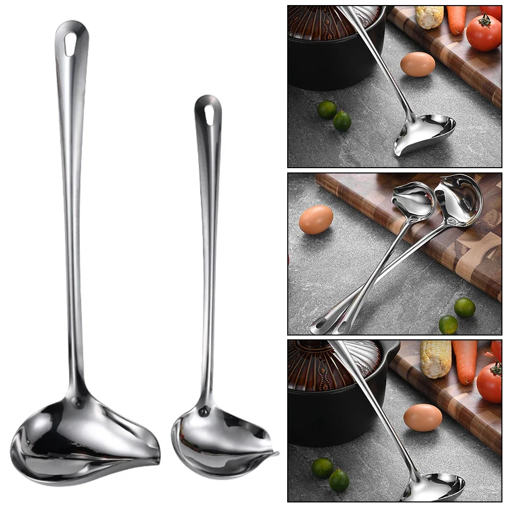 Soup Ladle Mirror Polish With Pour Spout Cooking Tool Drizzle Spoon For Gravies Hot Pot Chocolates Serving Sauce Dressings