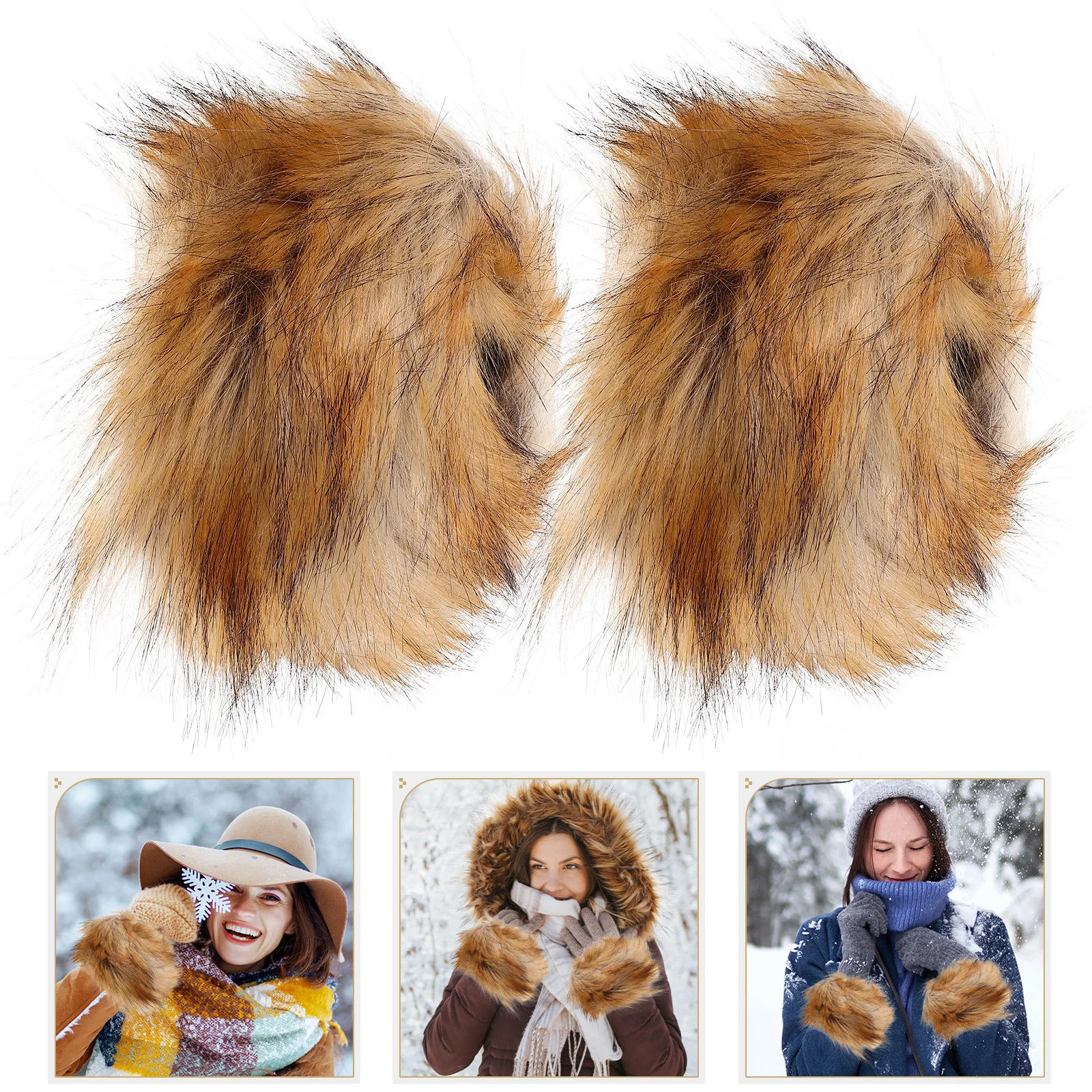 

2Pcs Knit Wrist Cuffs for Women Winter Warm Hand Accessories Soft Lightweight Ideal for Cold Weather Protection