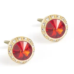 Men's Cufflinks Wedding Gifts Fashion New Gold Color Red Rhinestone Business French Shirt Cuff Links