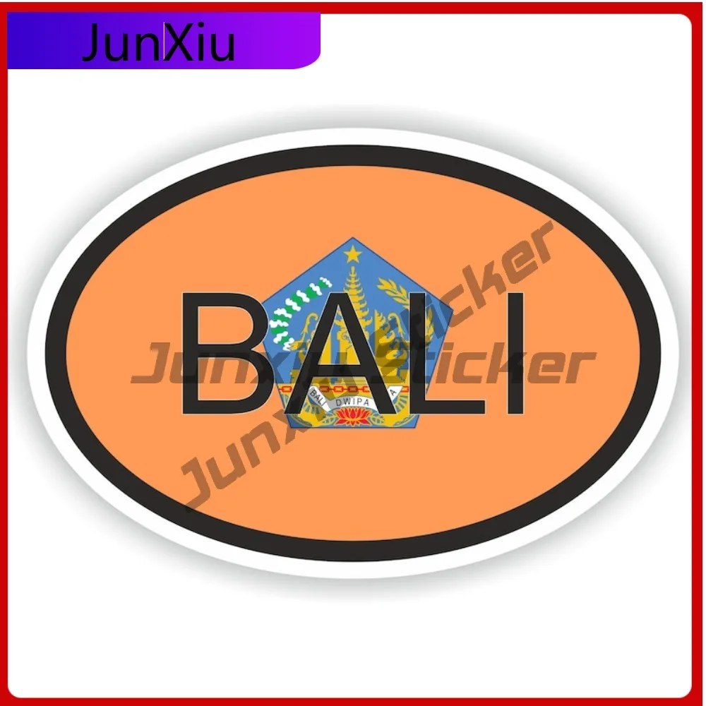 

Bali Indonesia Oval Sticker With National Flag Badge Sticker Decorative Scratch Cover Sticker Adventure Motorcycle Stickers Pvc