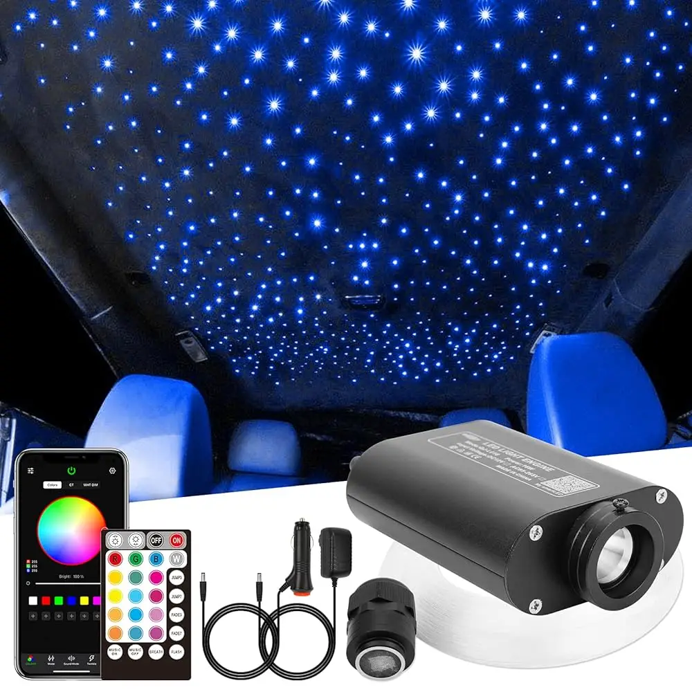 

Free ShippingFree Shipping16W 260pcs 0.03in 6.5ft Car Use Bluetooth RGBW LED Fiber Optic Light Starlight Headliner Light Kit APP