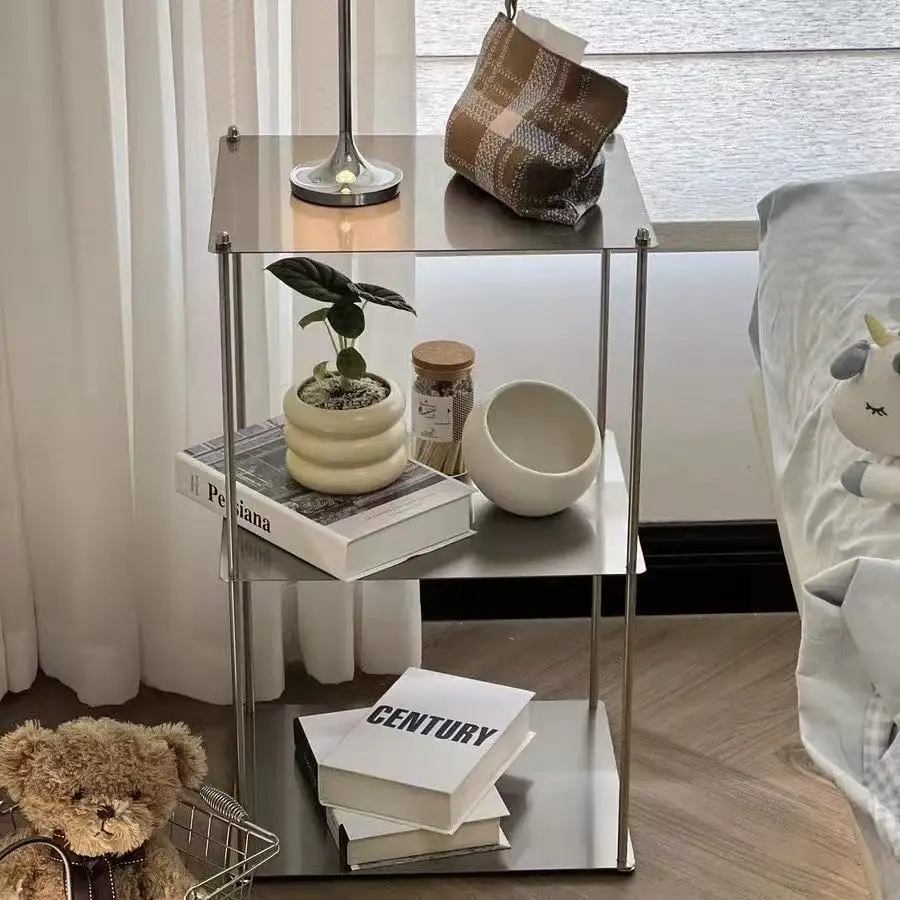 Prateleira minimalista bauhaus de aço inoxidável, rack de armazenamento para sala de estar, organizadores de cozinha de alta qualidade, prateleiras de parede, mesa de casa e jardim