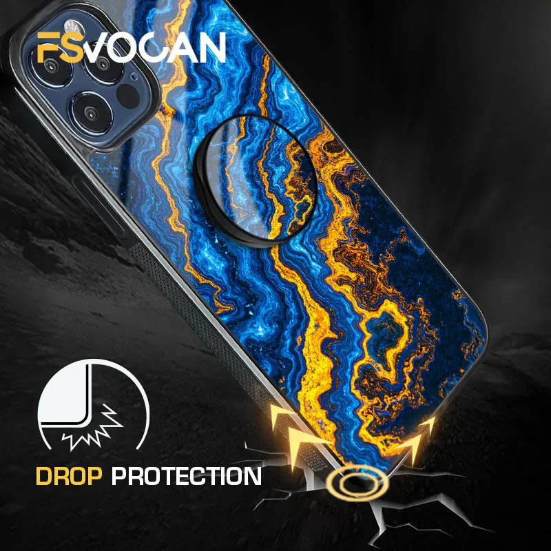 브래킷 마블 포에틱 커렌츠 아이폰 17 16 15 14 13 12 11 18 프로 맥스 폰 케이스, 회전하는 색조와 빛으로 노래하는 것 같은 디자인