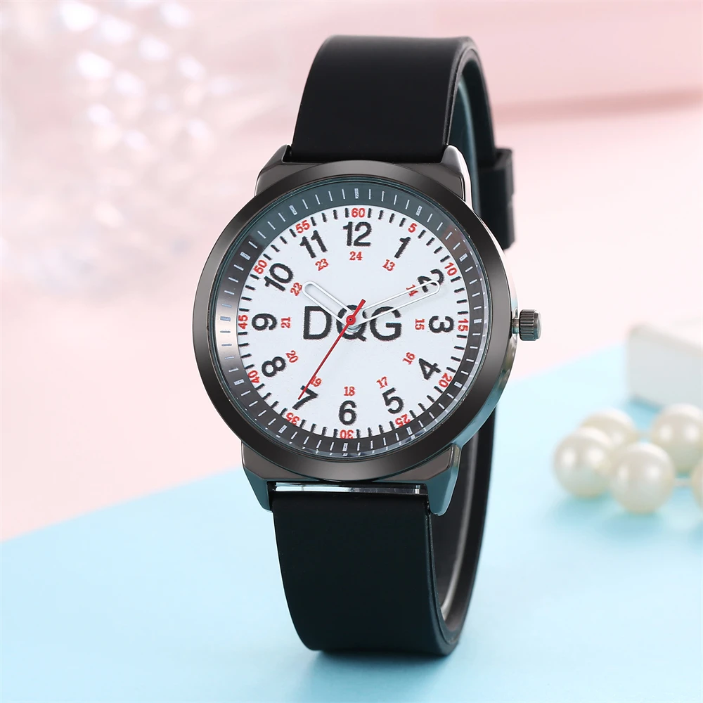 Simple Hot Digital DQG Brand Ladies Quartz Watch Casual Brown Silicone Strap Women\'s Clock Dress Gift Wristwatch