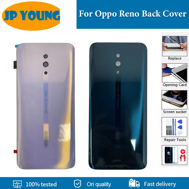 Original Battery Cover For Oppo Reno Back Cover Case Glass Rear Housing For Reno PCAM00 PCAT00 CPH1917 Back Cover Replacement