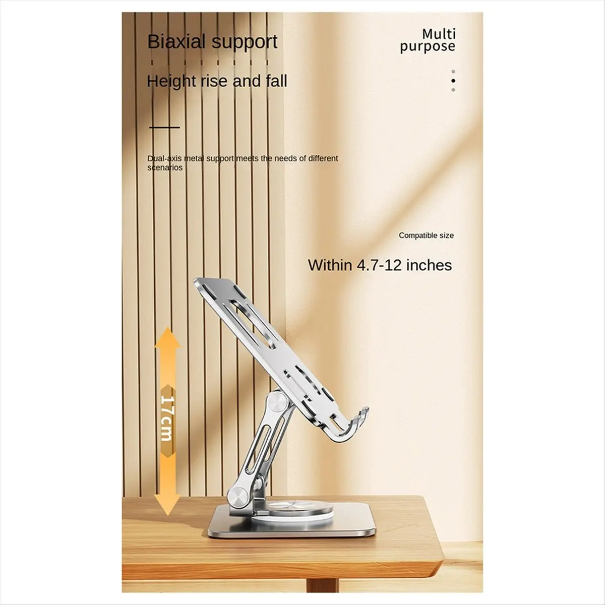 Welcome Deal~360° Rotation Tablet Holder Stand Height Adjustable Folding Mini Desk Stand Grey