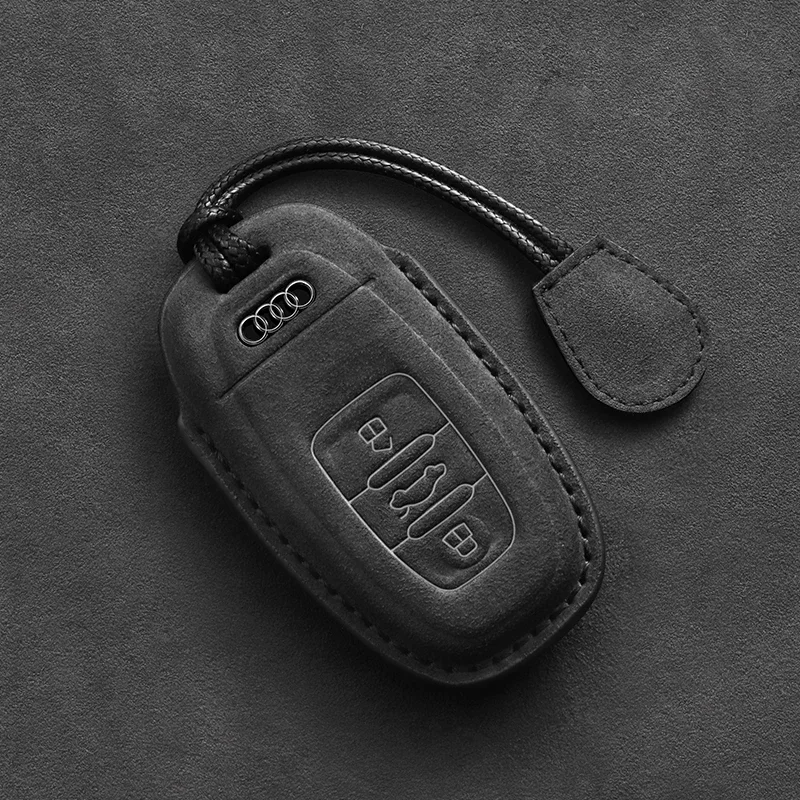 

Leather Car Key Case Fob For Audi A1 A3 8P 8L A4 A5 B6 B7 A6 A7 C5 C6 4F Q3 Q5 Q7 Q8 TT S3 S4 S6 RS Suede Key Chain Accessories