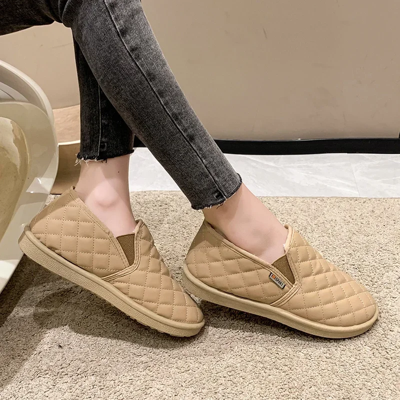 Winter Indoor Casual Baumwolle Schuhe für Frauen Bequeme Weiche Sohle Outdoor Schnee Stiefel Anti-rutsch Wasserdicht Stilvolle Chic Loafer