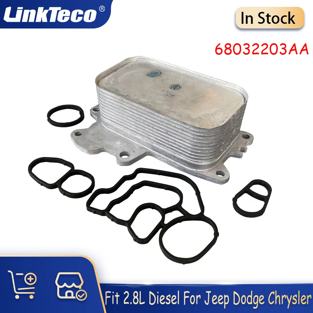 Nuevo juego de juntas y enfriador de aceite de motor compatible con CRD diésel de 2,8 L para 08-Chrysler Dodge Nitro Jeep Cherokee Wrangler JK 2.8 CRD 68032203AA