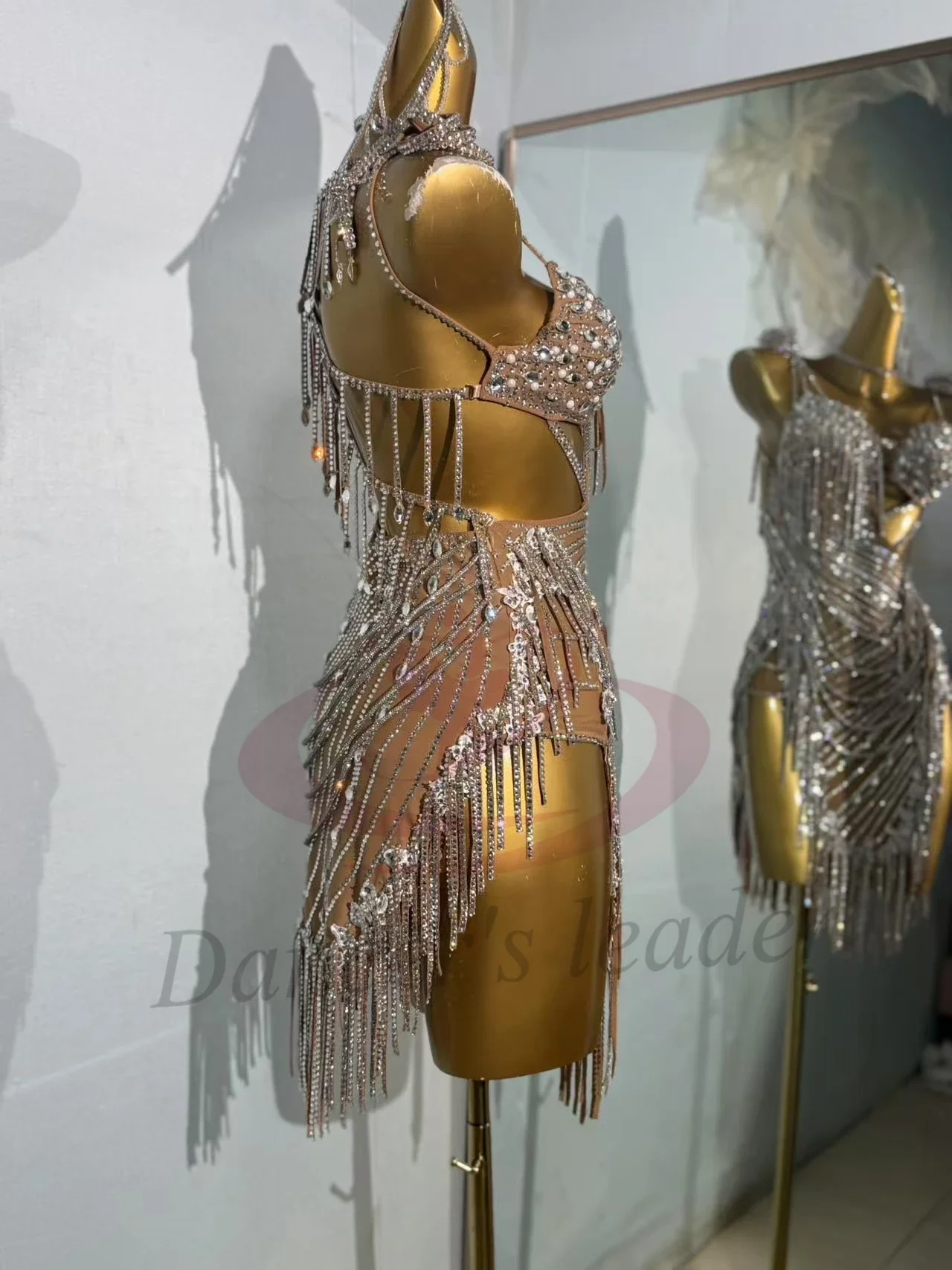 فستان رقص لاتيني، فستان مجوف بلون صحراوي مخصص عالي الجودة، ملابس احترافية لمرحلة التانغو للسيدات البالغات والأطفال #4