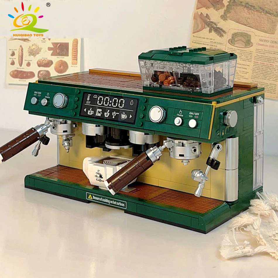 

HUIQIBAO 928Pcs Classic Micro Espresso Coffee Machine Model Building Blocks City Mini Constructor Bricks Toys For Children Gift