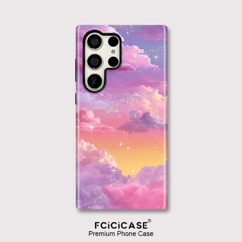 Fcicicase pour Samsung S20 FE S23 Plus étui à motif nuage housse antichoc de luxe pour Samsung Galaxy S25 Ultra S24 + PC Capa
