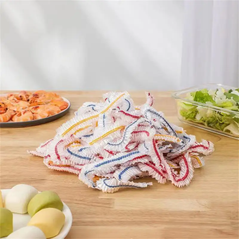 Food Grade Fresh-Keeping Plastic Bag Colorful Disposable Cling Film Cover Dust Elastic Cover Kitchen Refrigerator Accessories