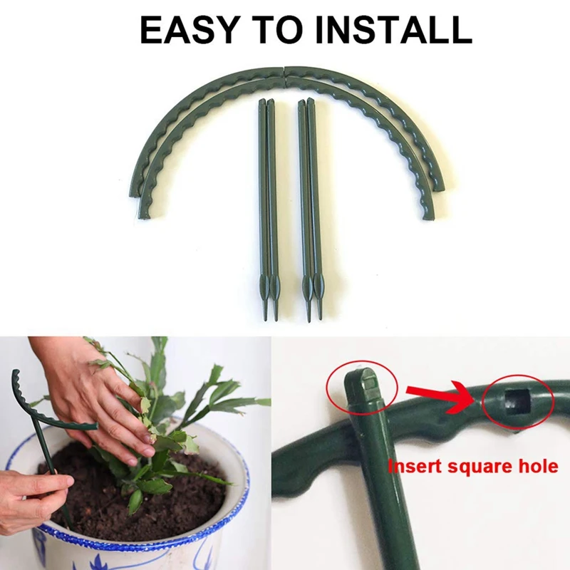 10 แพ็คพลาสติกครึ่งรอบพืชสนับสนุนแหวนพลาสติกผู้ถือกรงดอกไม้หม้อปีนเขา