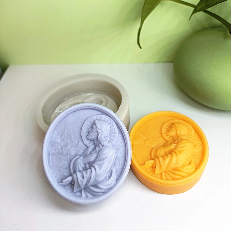 Saint Father Soap Mold Handmade Soap-Making Tools Christian Mould for Wax Resin Epoxy Clay Plaster DIY Gift Table Decor