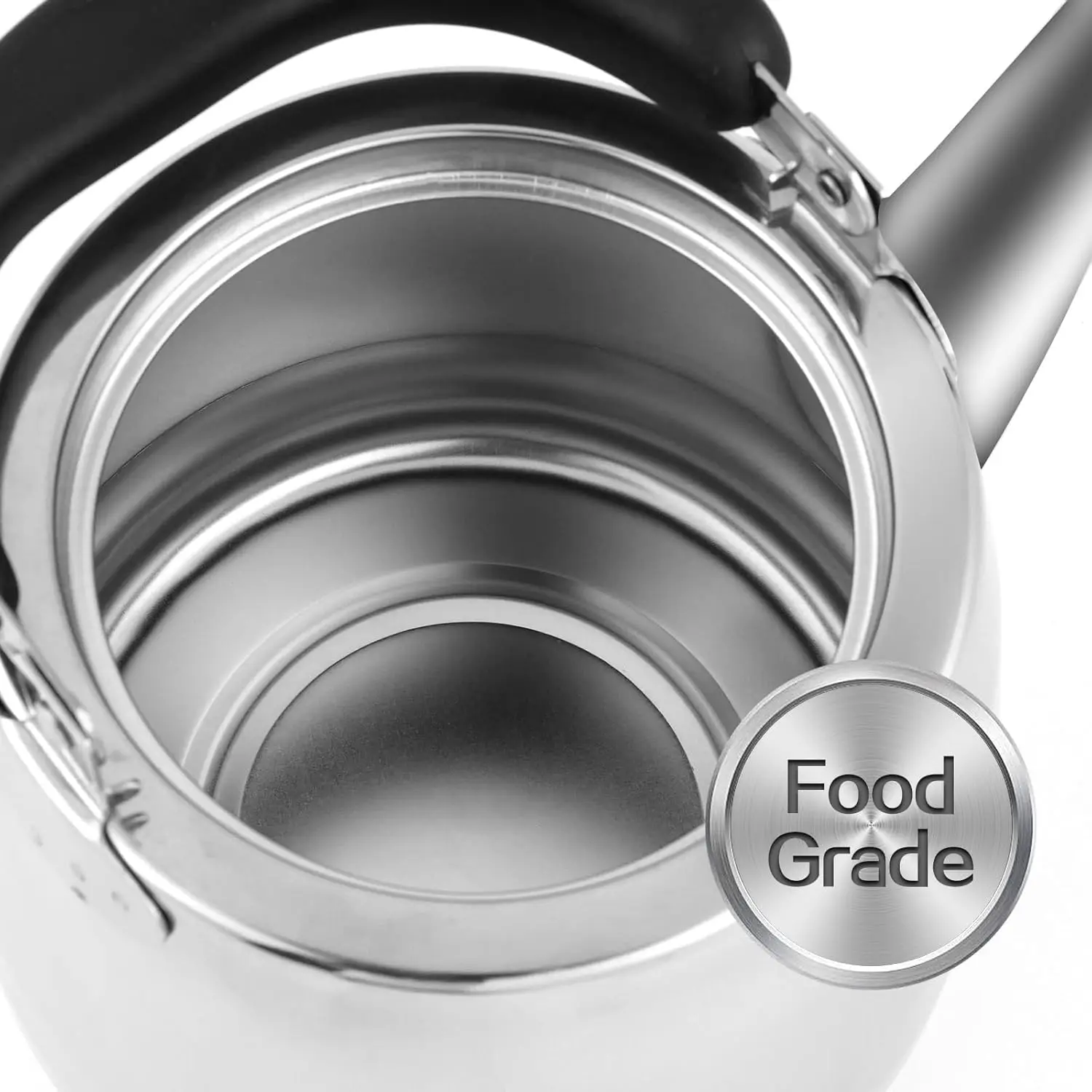 กาต้มน้ำชา, กาต้มน้ำชาแบบมีเสียงหวีดสำหรับเตา, กาต้มน้ำชาสแตนเลสขนาด 2 ควอร์ต, กาต้มน้ำชาแบบเหนี่ยวนำสำหรับเตา (1.9 ลิตร, สีเงิน)