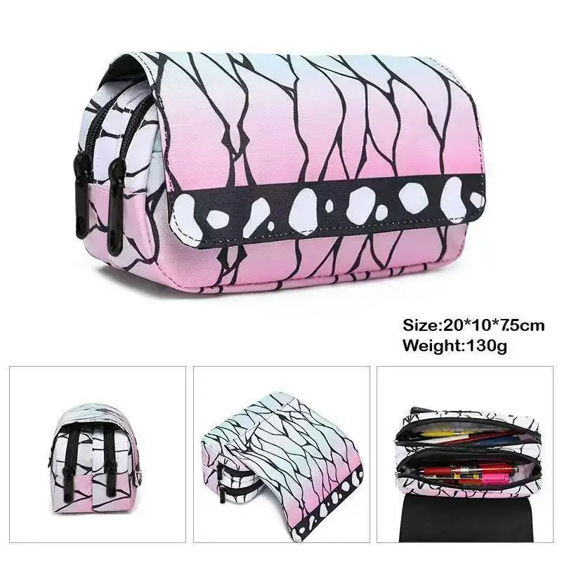 Demon Slayer Large‑capacity Flip‑top Pencil Case Portable Cosmetic Bag and Storage Pouch for Outdoor Use Merch of Kochou Shinobu view 4