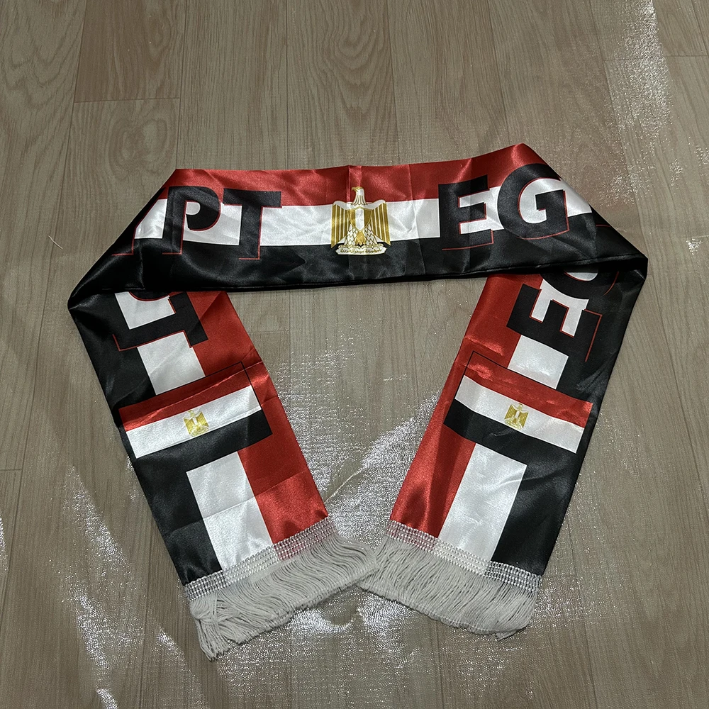 Egypt Scarf 14x135cm Double-sided Printed Egypt Flag Satin Scarf Suitable for 2026 world cup Sports Events