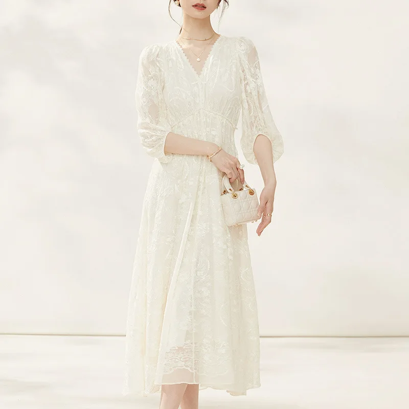 

Elegant 2026 Spring Dress Premium Mulberry Silk Embroidered Dress