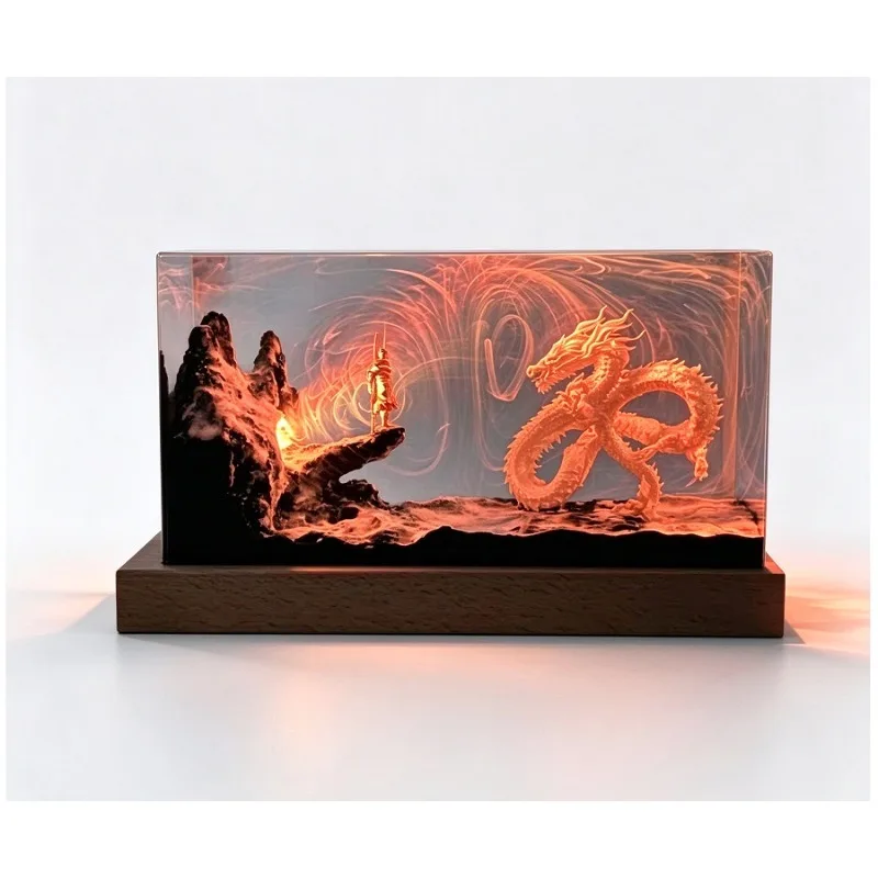 Black Monkey King Monkey Walker Monkey King Little White Dragon Home Resin Atmosphere Night Lamp Bedside Lamp Birthday Gift