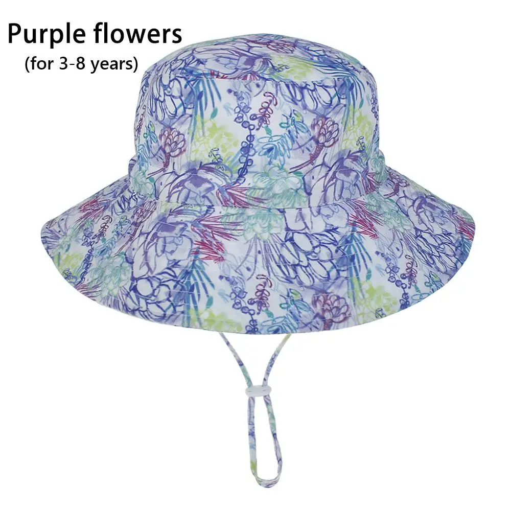 Boys Girls Summer Wide Brim UV Protection Neck Ear Cover Bucket Hat  Sun Hat with Adjustable Chin Strap Beach Cap