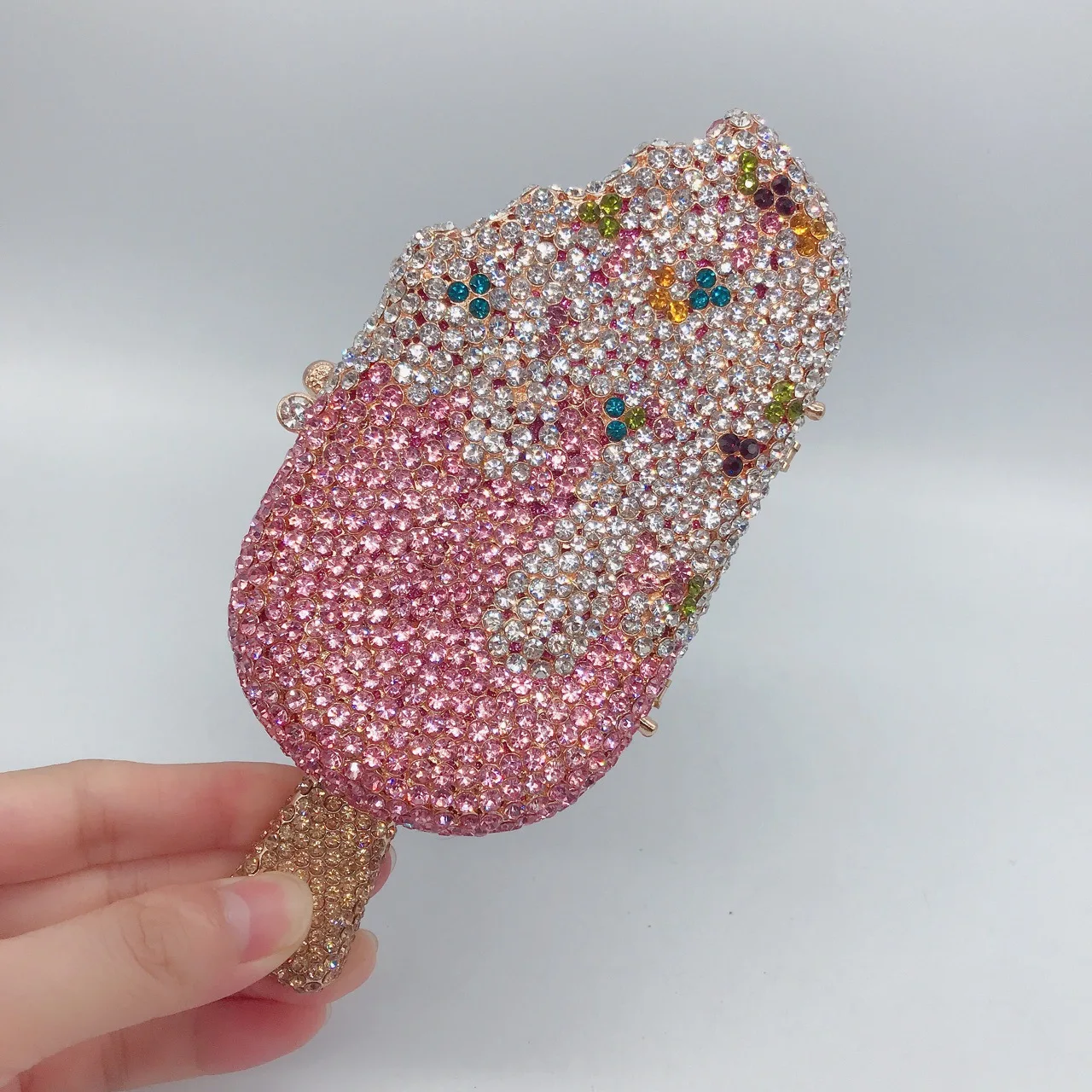 High Quality Ice Cream Shaped Diamond Evening Clutch Bag For Party Wedding Boutique Novelty Mini Kawaii Rhinestone Purses