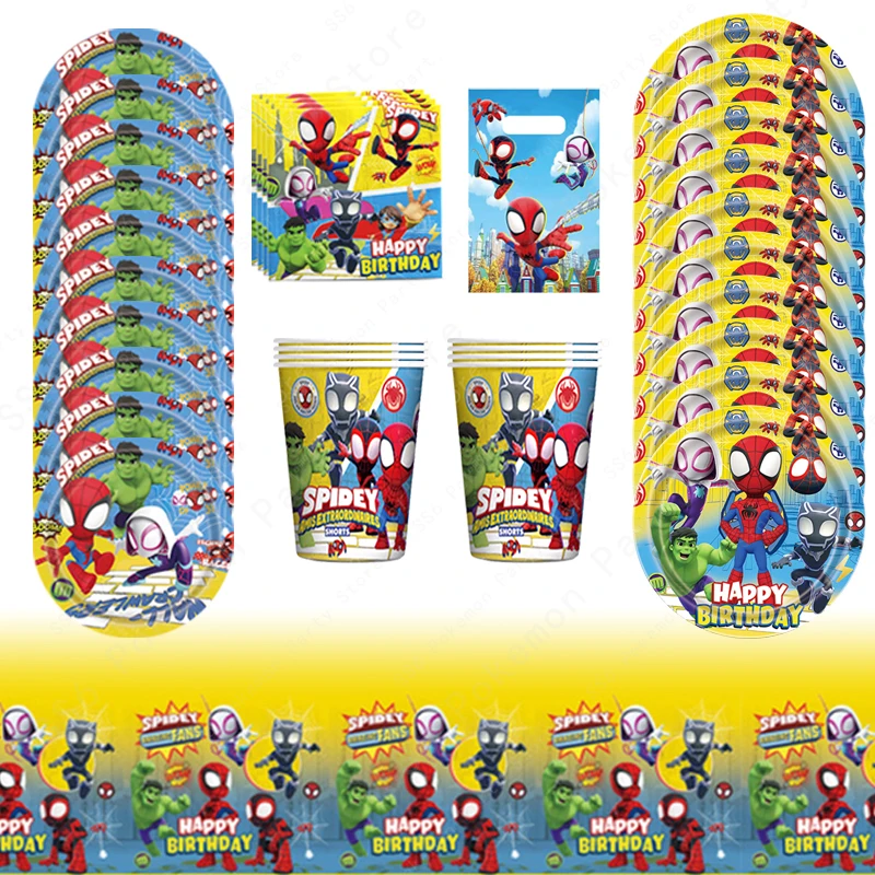 Spiderman Birthday Party Decorations Set Disposable Tableware Napkins Cup Plate Spidey and His Amazing Friends Birthday Supplies view 6