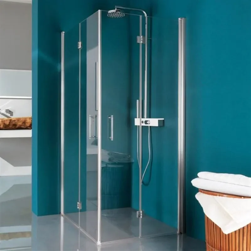 Small apartment two folding bath screen shower room bathroom partition one word three folding glass door bathroom dry and wet
