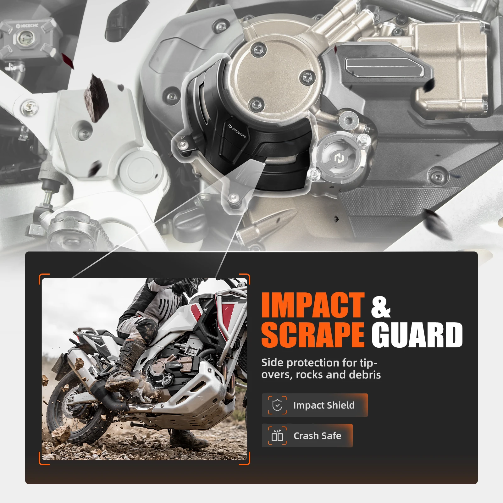 NICECNC Kupplungsdeckel-Schutz für die rechte Seite, passend für Honda CRF1100L Africa Twin DCT 2020-2025, CRF1100L Africa Twin Adventure Sports DCT. – Detail 4