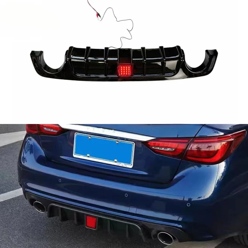 For Infiniti Q50 2018 Rear Lip Rear Diffuser Gloss Black Body Kit Exterior Modification Parts