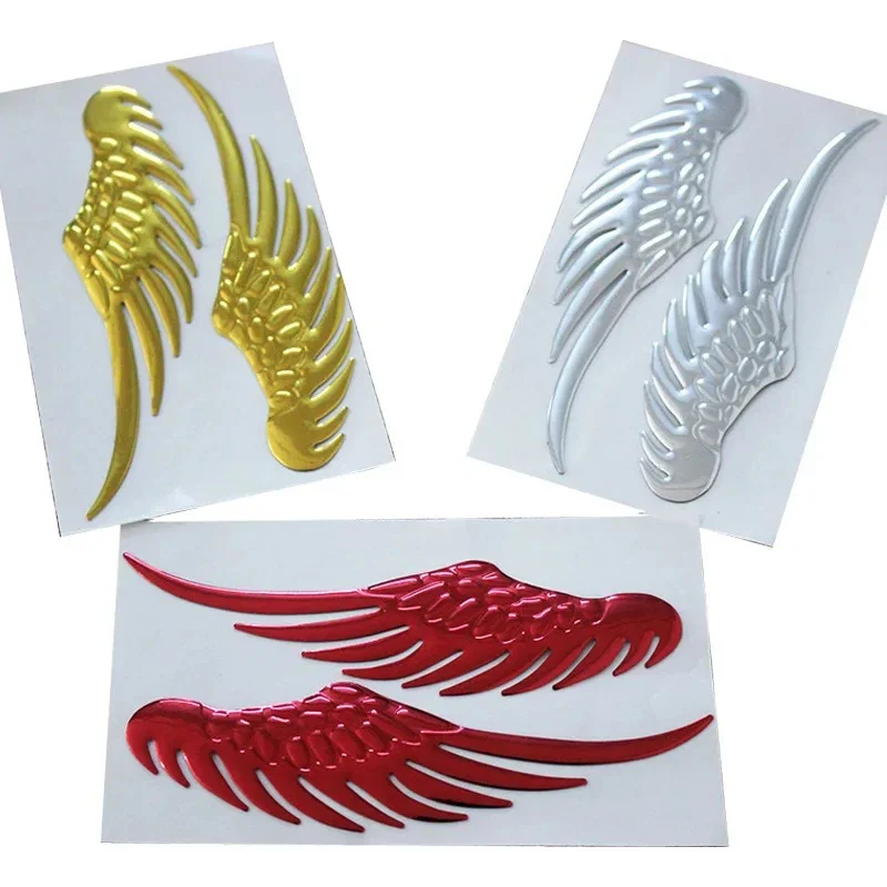 زوج واحد ملصق سيارة أجنحة ملاك ثلاثية الأبعاد من PVC ملصق إبداعي DIY إكسسوارات خارجية للسيارة أحمر/ذهبي/فضي 13*7 سم - 2
