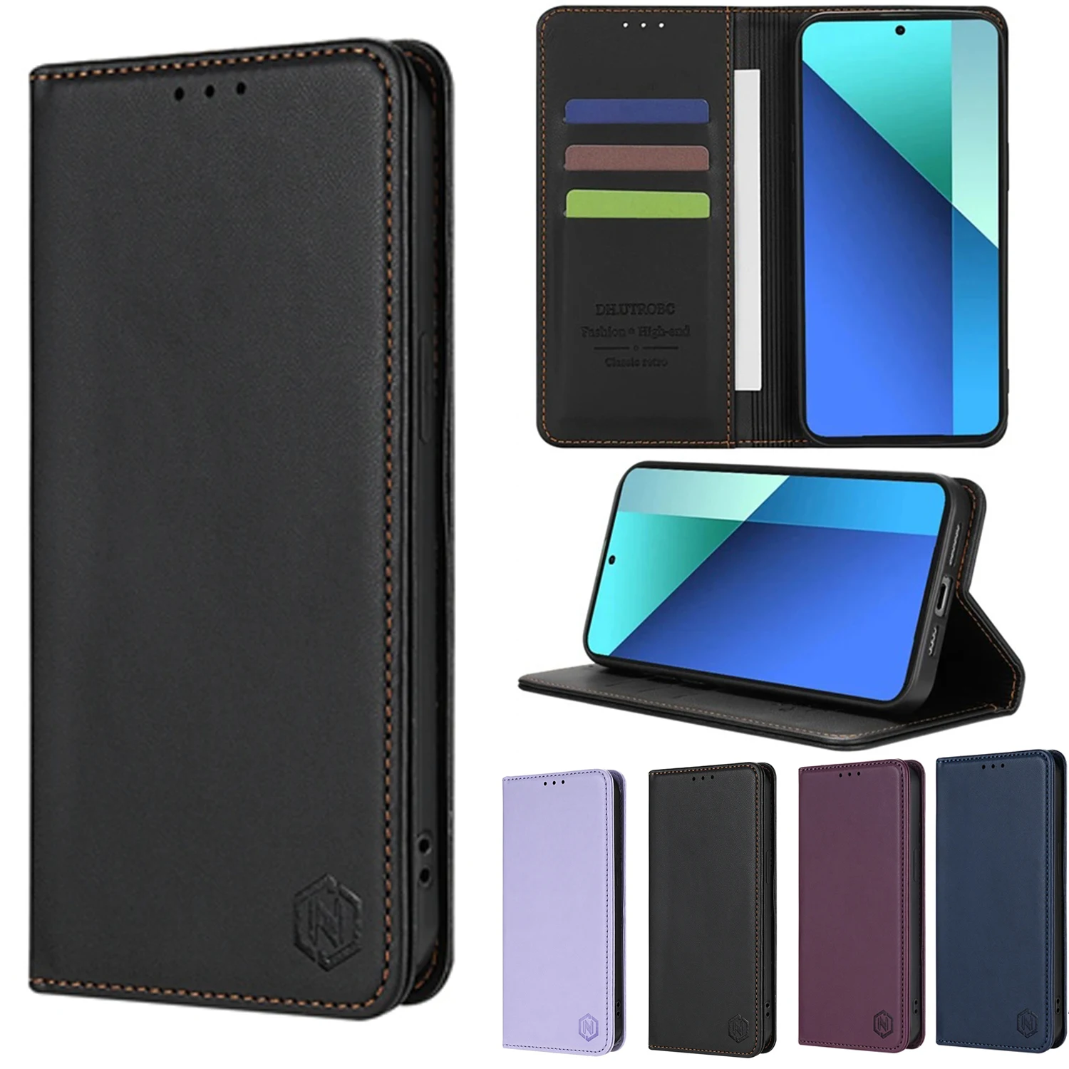 Magnetic Card Slot Flip Leather Case For Xiaomi Redmi Note 14 Pro 13 12 12S 11 11S 10 9 Pro 8 8T 7 Wallet Skin Friendly Strong