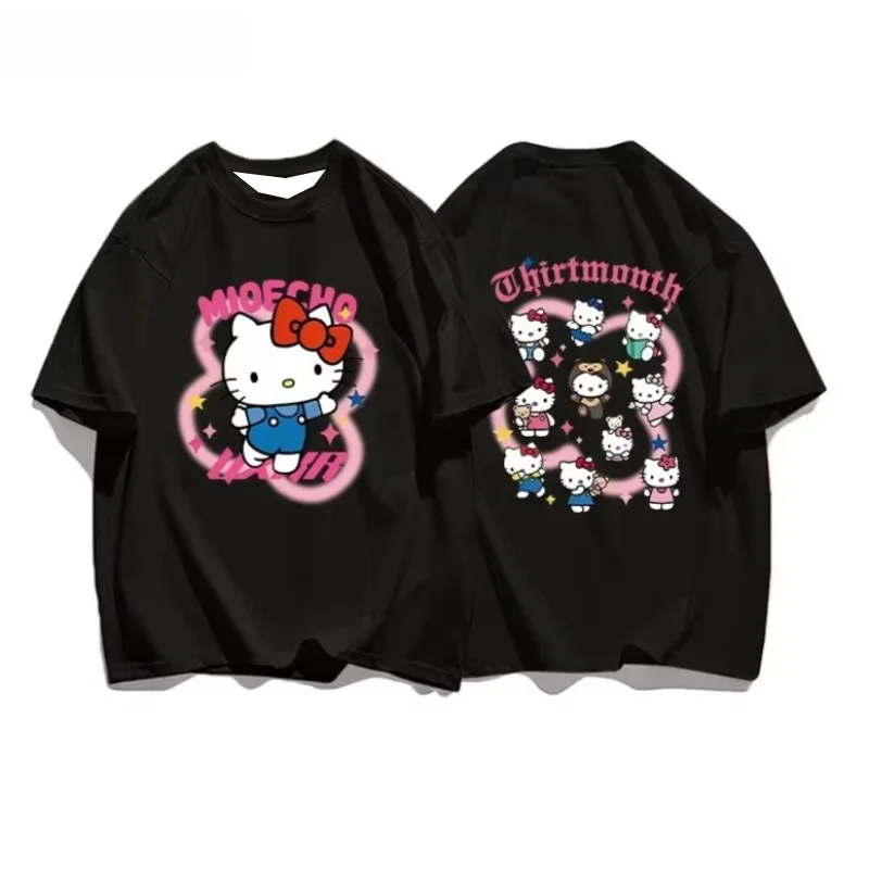 مرحبا كيتي الحلو ولطيف الإبداعية المطبوعة تي شيرت سانريو الصيف المرأة الجديدة فضفاضة عارضة تنوعا قصيرة الأكمام أعلى #1