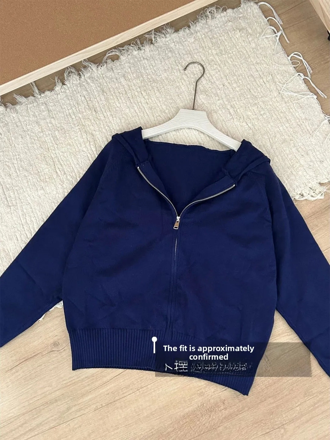 Blauer Kapuzenpullover Jaet Damen Casual Ort Sle Herbst Winter Taille-Cinching Top Bequeme Strickoberbekleidung