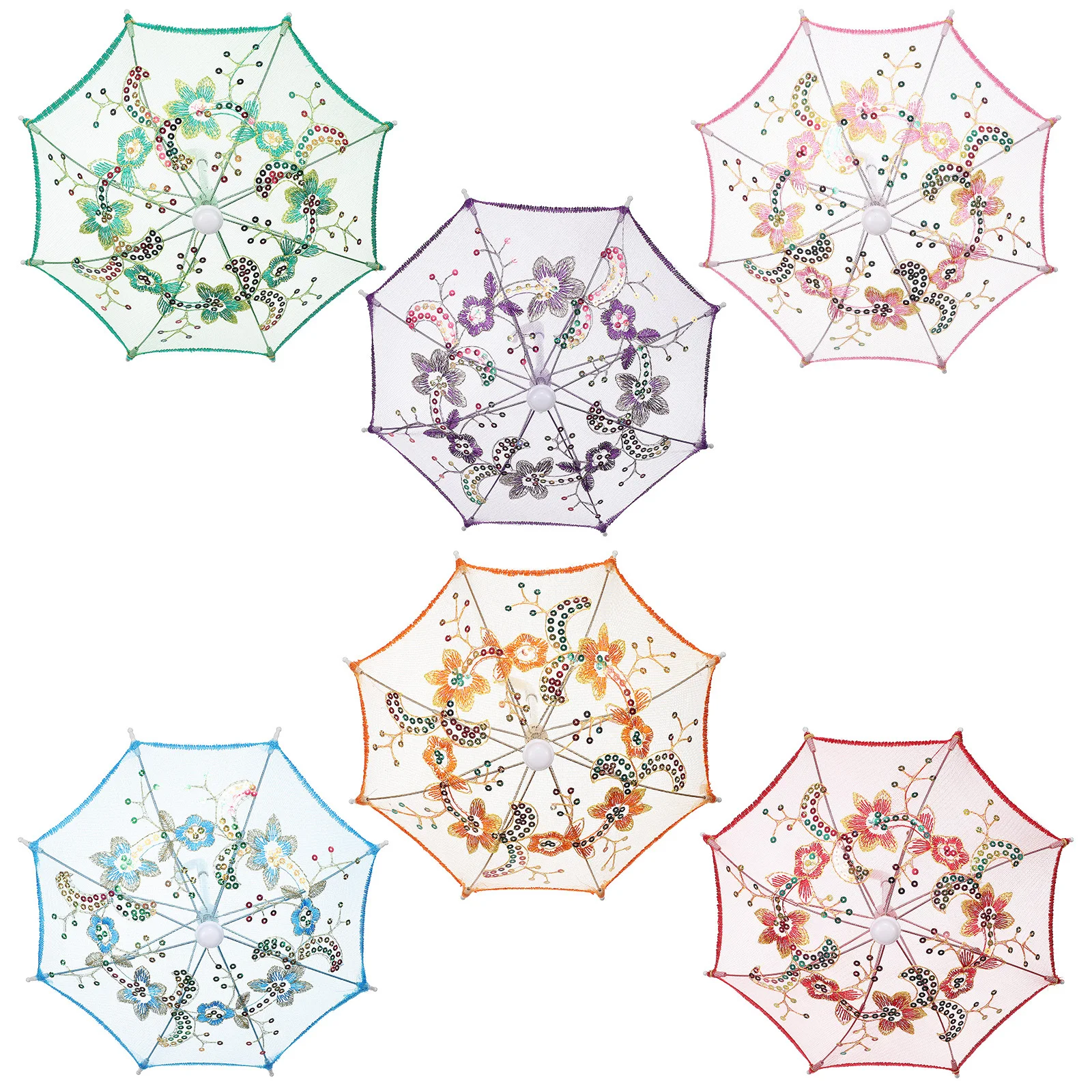 

6Pcs Lace Decorative Mini Umbrellas Wedding Photo Props Performance Parasol Vintage Tiny Umbrella for Party Decoration