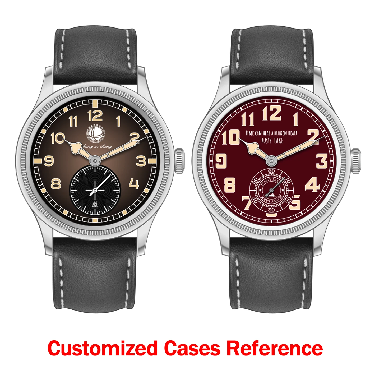 Mark Automatik-Pilotenuhr mit individuellem Zifferblatt und Logo, 38mm, Vintage, C3-Leuchtmasse, gewölbtes Bubble-Glas, Öl-Lederarmband – personalisierte Uhren