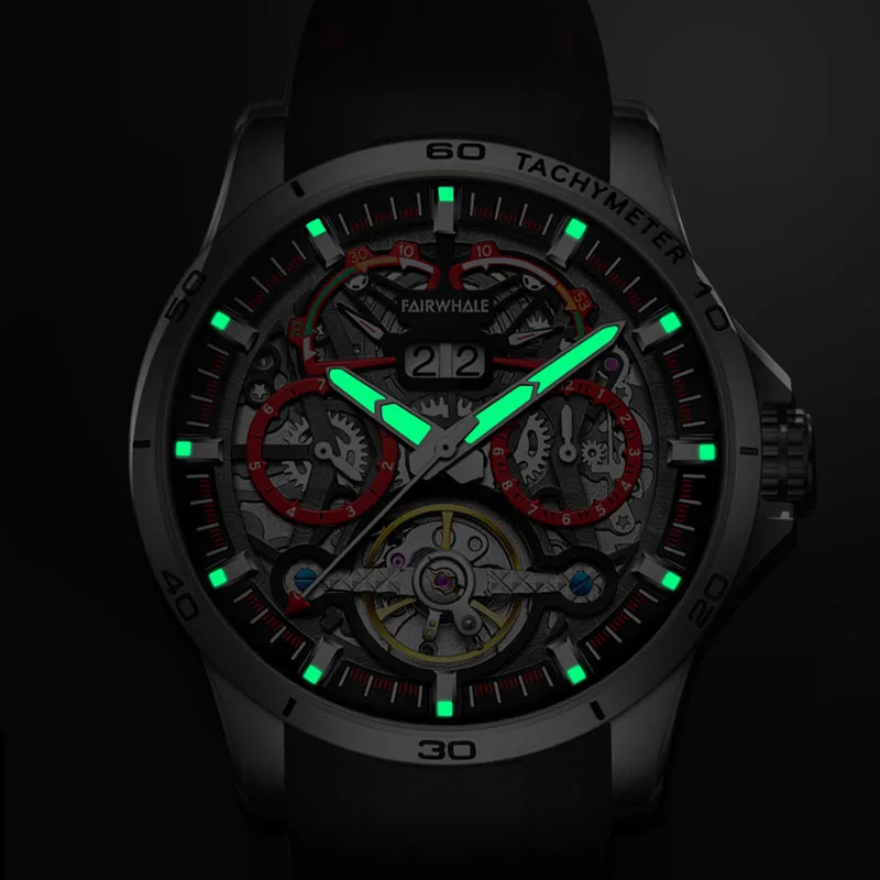 Imagem -05 - Mark Fairwhale Cavaleiro Relógio Automático Masculino Personalizado Luminoso Cronógrafo Relógio Pulseira de Silicone Mecânico Reloj Presente Masculino Marca