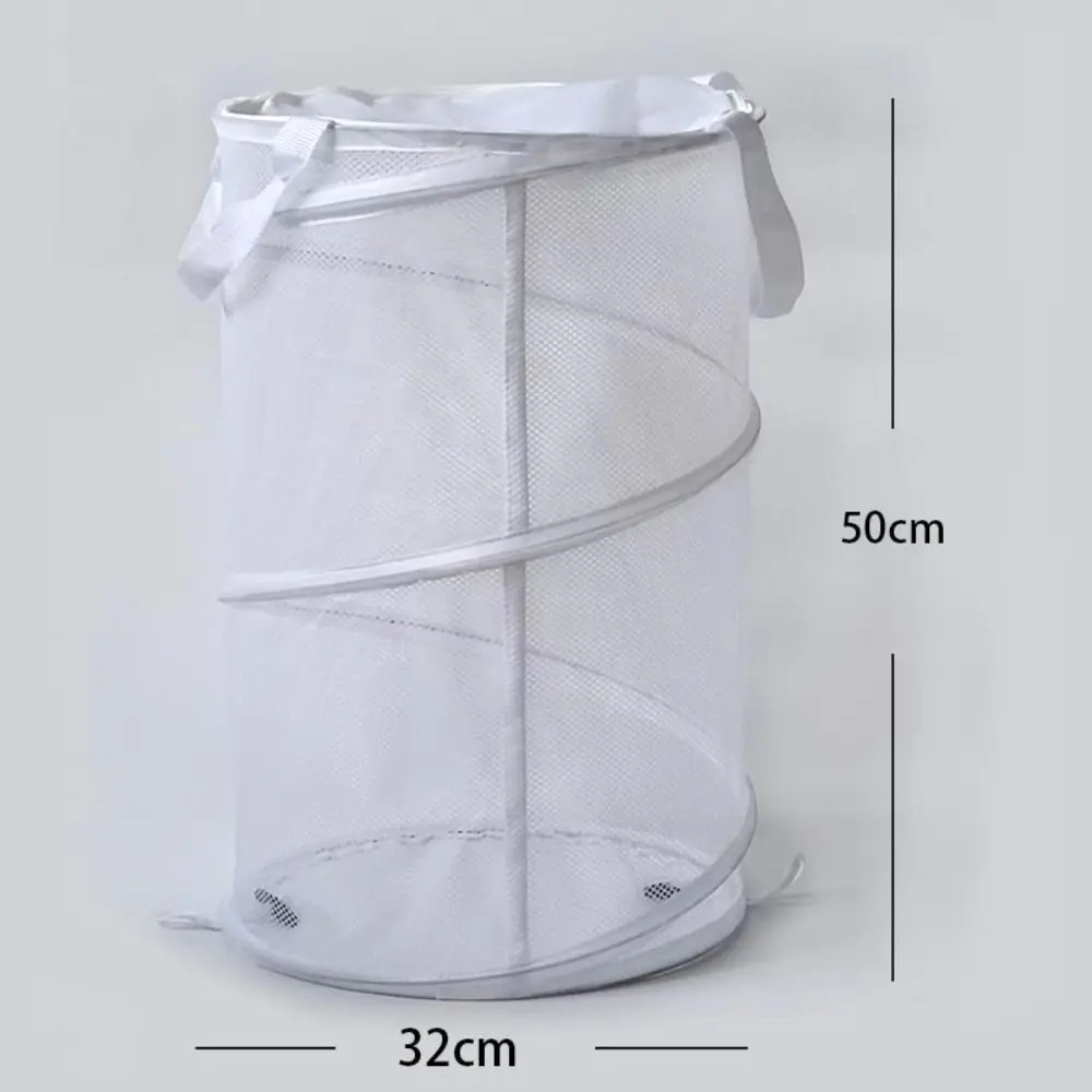 Laundry Basket Dirty Clothes Storage Basket for Dormitory with Double Handle Fine Mesh Foldable Net Bathroom Large Collapsible