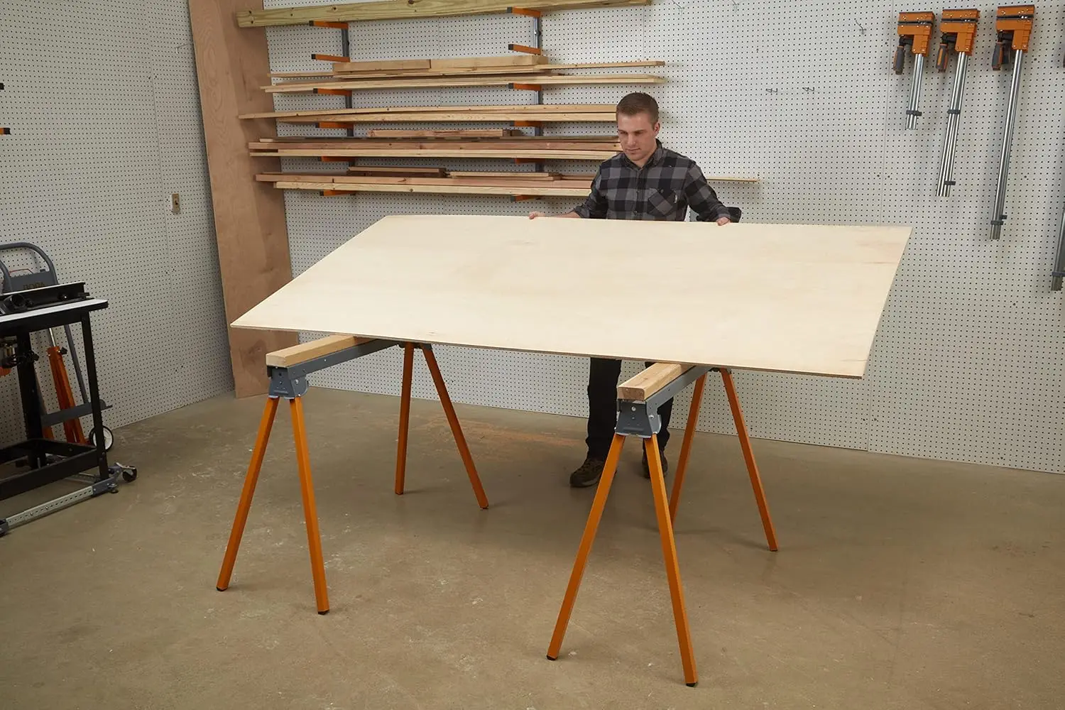 Sawhorses pieghevoli in acciaio PM-3300T – Set di 2 supporti per carichi pesanti – Pre-assemblato, arancione, 33"·Vendita diretta in fabbrica