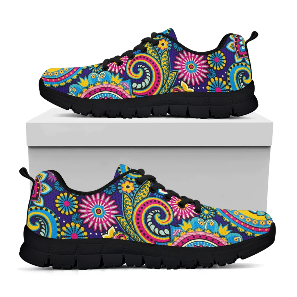Luxury Brand Bohemia Mandala Flower Print Casual Sneakers for Women Comfortable Air Flat Shoes Femme Lace up Zapatos