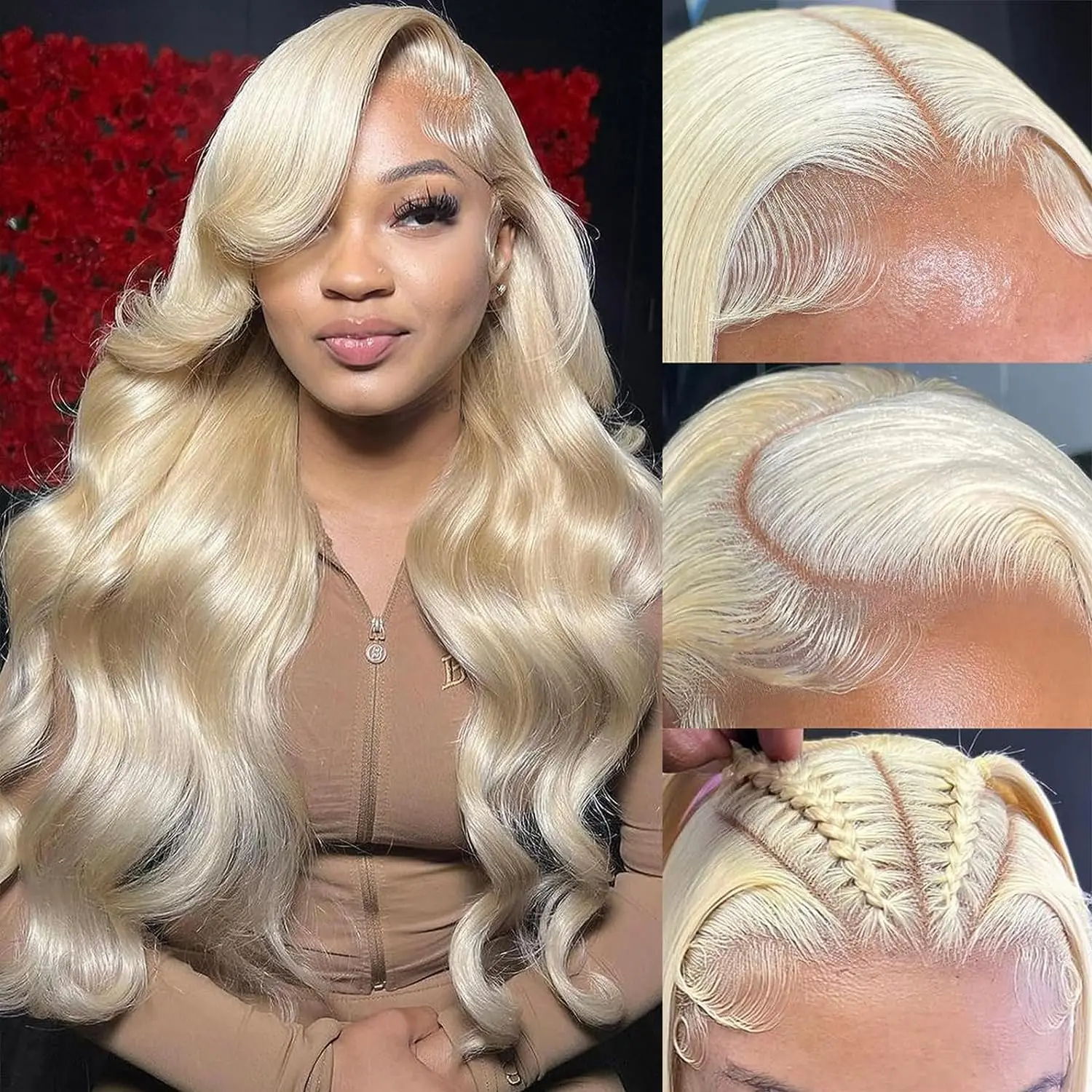 YIJIME I613 Honey Blonde Lace Front Wigs For Women  13x4 HD Transparent Body Wave Lace Frontal Human Hair Wig  180% Density