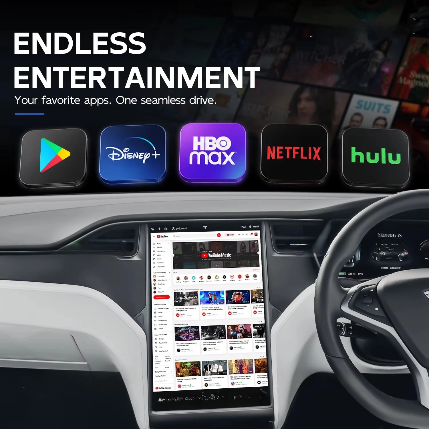 AUTOMMI Model S / X Wireless CarPlay Decoder Android Auto Car Multimedia Video Module for 2014 - 2021 Year